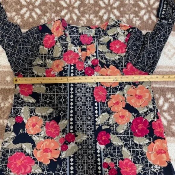 JM Collection Women's Blouse Floral Top Size 2XL Rhinestones Peasant Long Sleeve - Picture 5 of 11